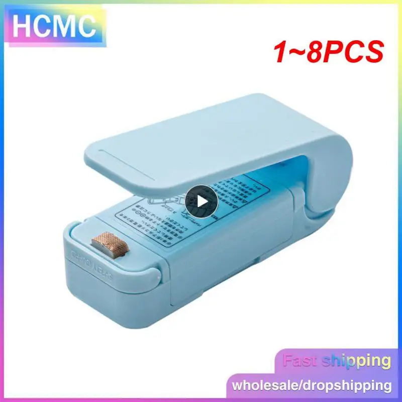 

1~8PCS Mini Heat Bag Sealing Machine Package Sealer Bags Thermal Plastic Food Bag Closure Portable Sealer Packing Kitchen