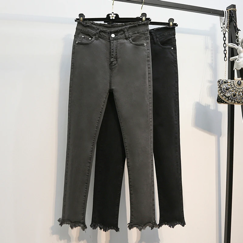 

Ripped Skinny Pencil Jeans Woman clothes High Waist Mom black Stretch jeans Ladies Denim Pants Trousers Women jeans