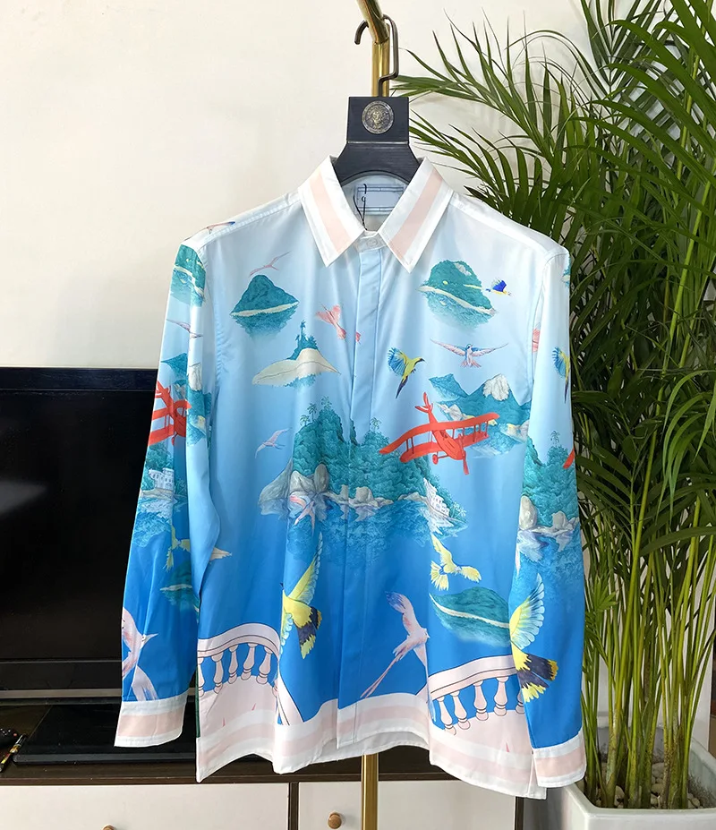 

High Quality Mens Shirts Long Sleeve Business Dress Casual Shirts Cuff Fashion Print Slim Fit Brand Man Shirt Camisas Masculinas