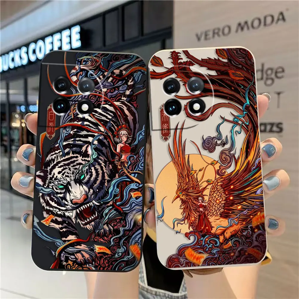 

Dragon Clouds Line Art Pattern Tiger Case For Oneplus 11 10 9 9R 9RT 8 8T 7 7T ACE 2V NORD CE 2 Pro Colour Case Funda Shell Capa