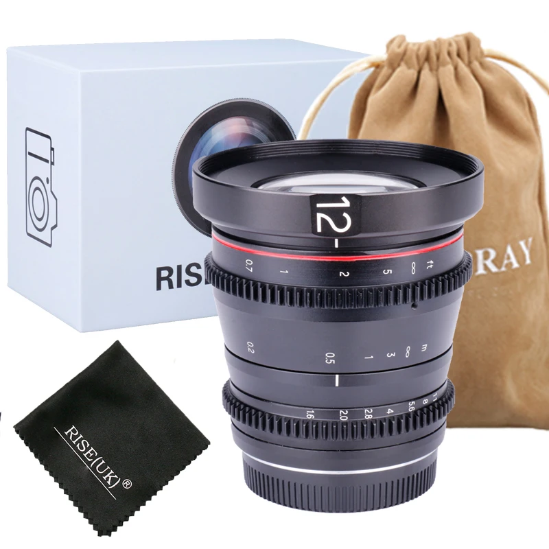 

RISESPRAY 12mm F1.6 T1.75 Large Aperture Manual Focus Low Distortion 4K Mini Cine Lens for Micro Four Thirds M43 MFT Olympus