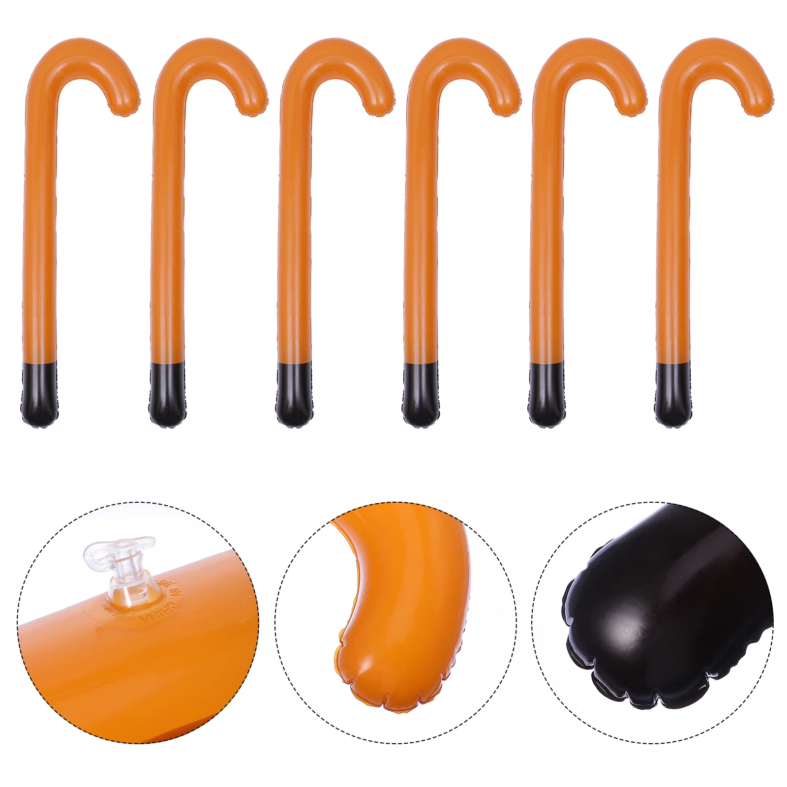 

6Pcs Lovely PVC Canes Christmas Inflatable Walking Sticks Toys Crutch Playthings