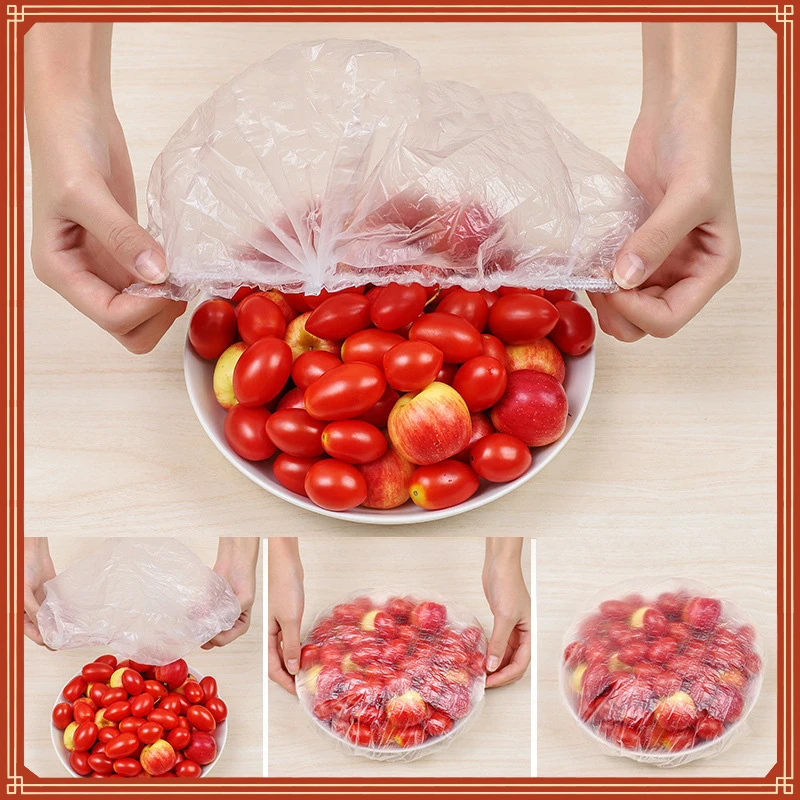 

Food Cover Plastic Wrap Elastic Food Lids For Fruit Bowls Cups Caps Storage Kitchen Fresh Keeping Saver Bagkitchen accessorie