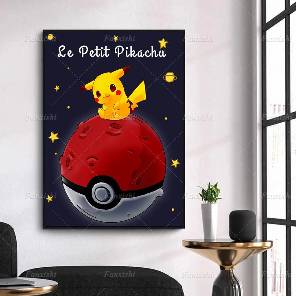 

Home Decor Canvas Painting Pokemon Pikachu Poster Wall Art Modular Cartoon Watercolor Picture For Bedside Background Kid Gifts