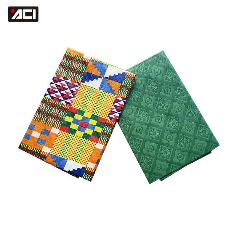 

ACI African Fabrics Ghana Kente Wax Fabric Veritable African Real Wax Prints 2 Yards Mix Emboss African Ankara Fabrics 2 Yards