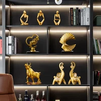 creative abstract golden sculpture resin ornaments light luxury home living room decoration accessories office ornaments gifts