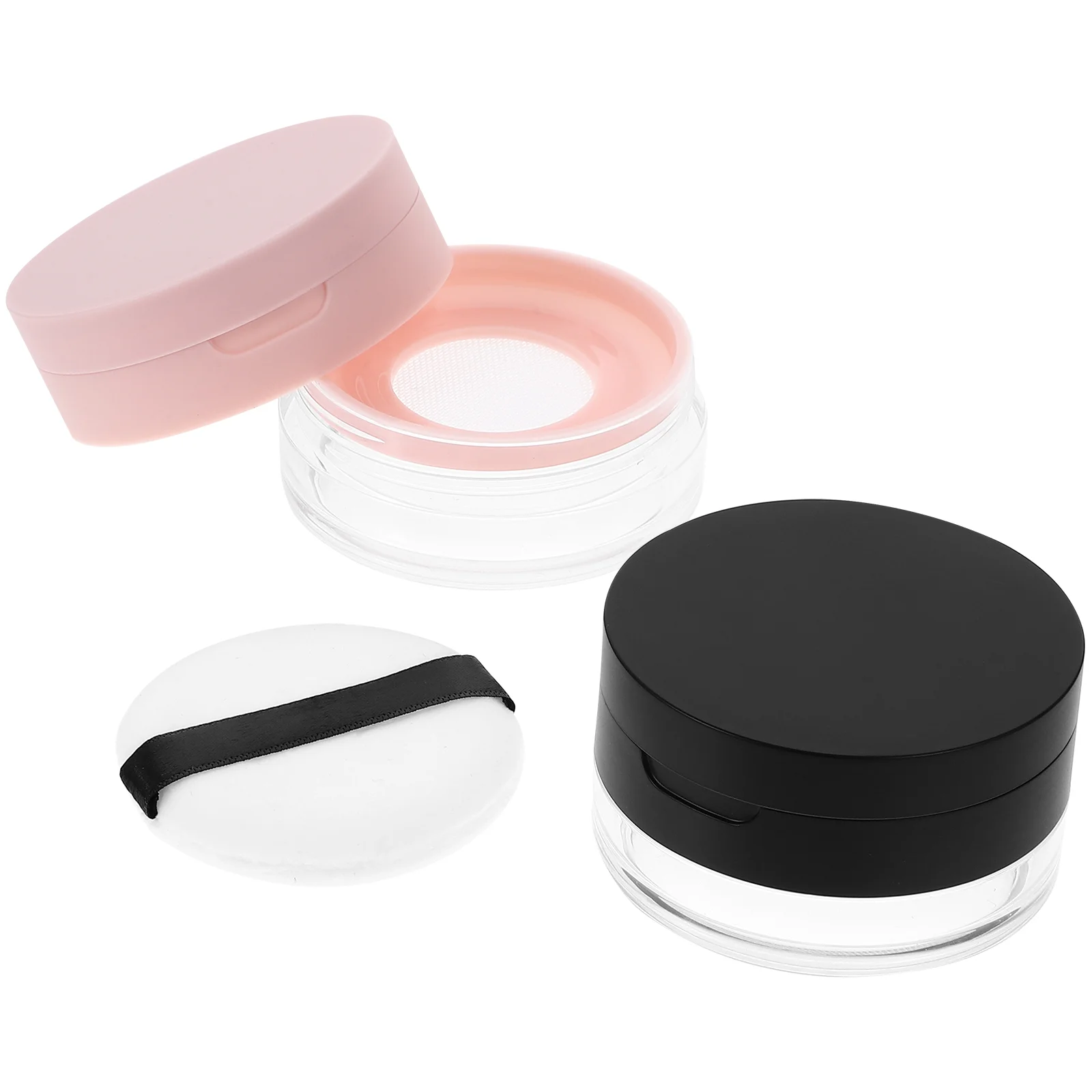 

2 Pcs Dispenser Container Foundation Travel Powder Puff Baby Containers Makeup Plastic Storage Loose Small