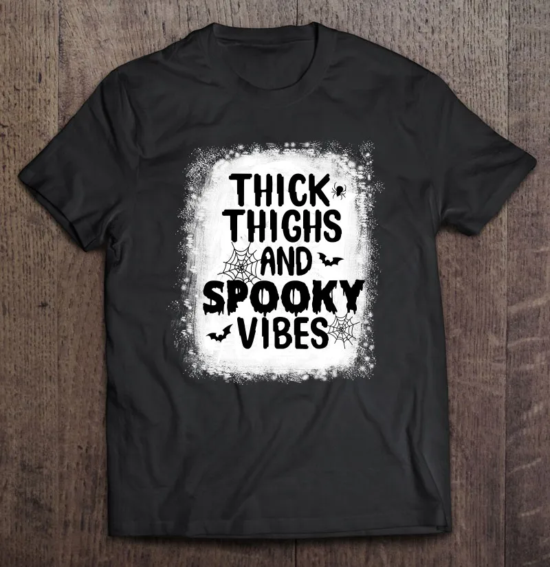 

Толстая отбеленная футболка для Счастливого Хэллоуина с изображением бедер и страшных вибраций, мужская рубашка, футболка в стиле аниме, Ви...