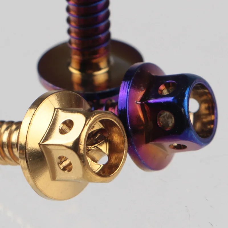

M4x15mm M5x15mmMotorcycle 304 stainless steel screw electroplating color Outer Hexagon Hollow Screw Big head screw