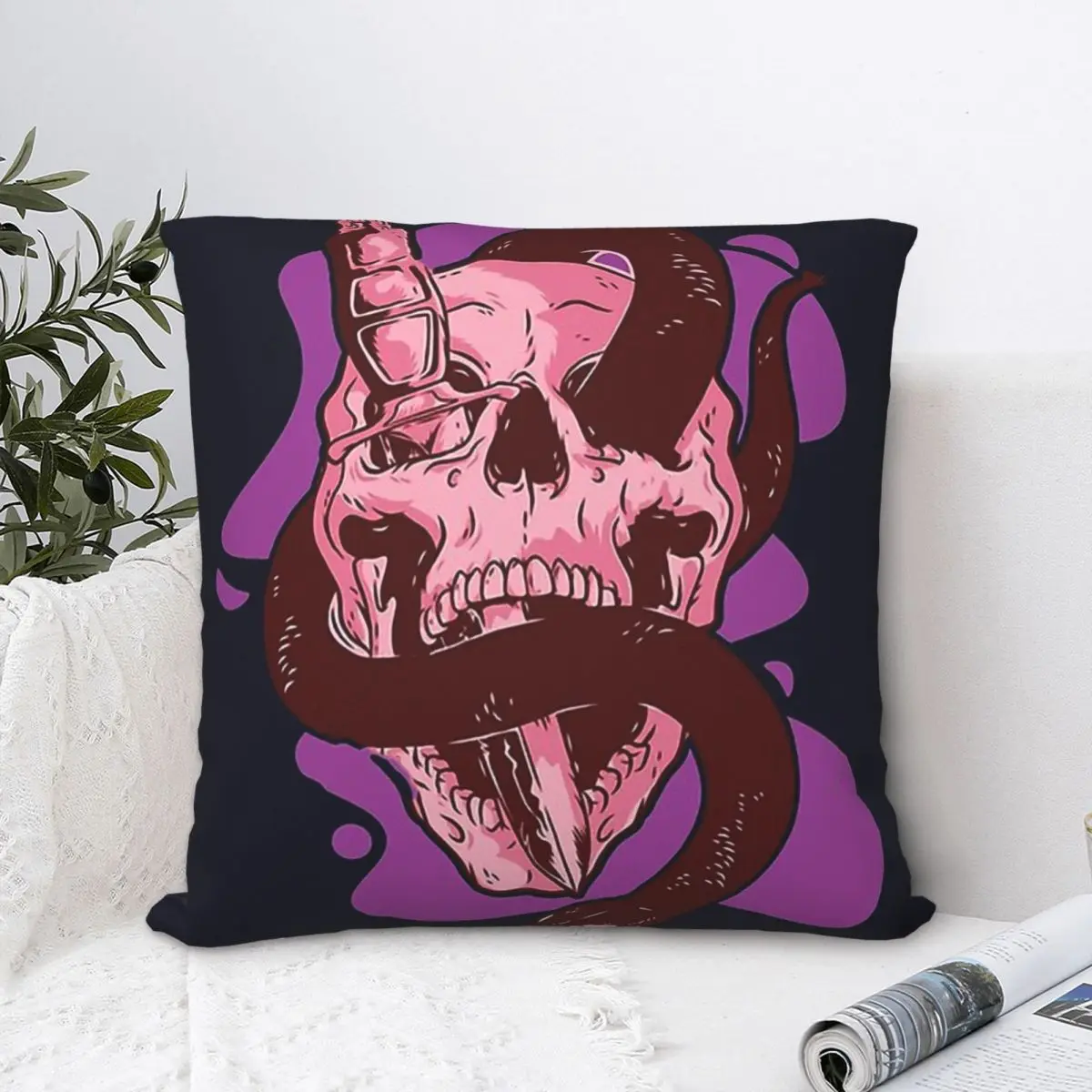 

Boundariz Skull Throw Pillow Case Princess Mononoke Nature Backpack Coussin Covers DIY Printed Soft Chair Decor