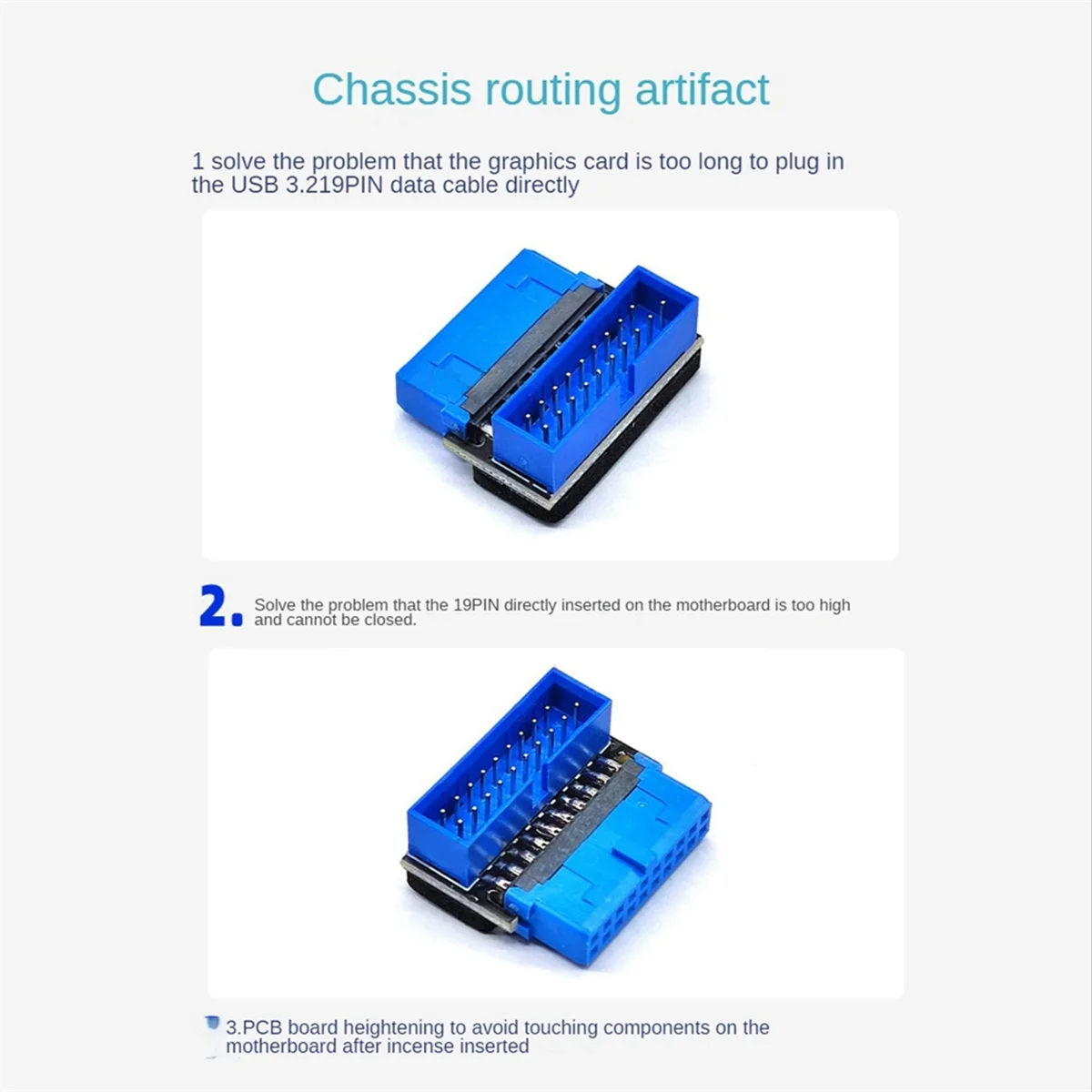 USB-адаптер USB3.2 GEN1 19-контактный/20-контактный разъем 90-градусный рулевой