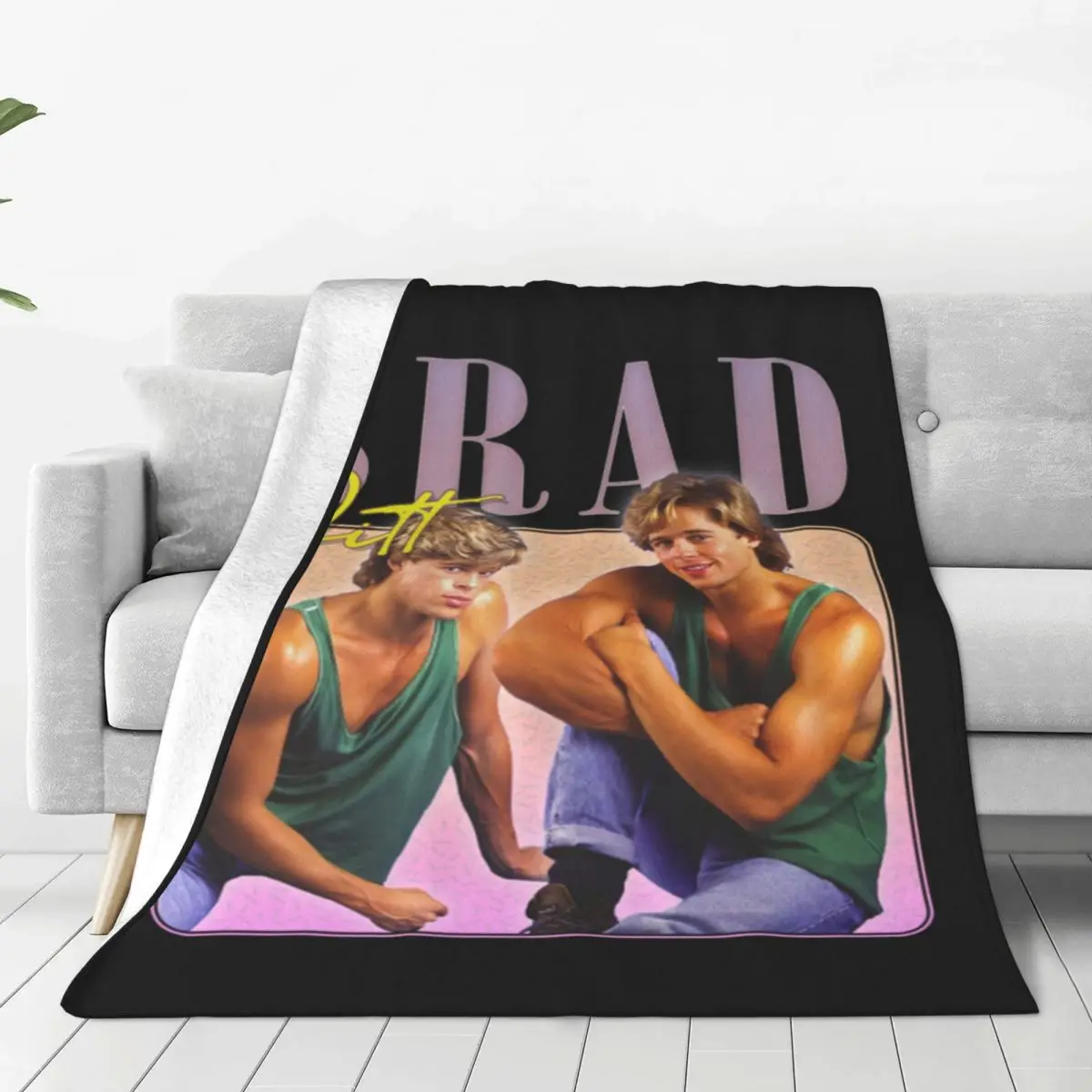 

Brad Pitt Blanket Purple Handsome Actor Airplane Travel Flannel Throw Blanket Super Soft Chair Bed Custom Bedspread Gift Idea