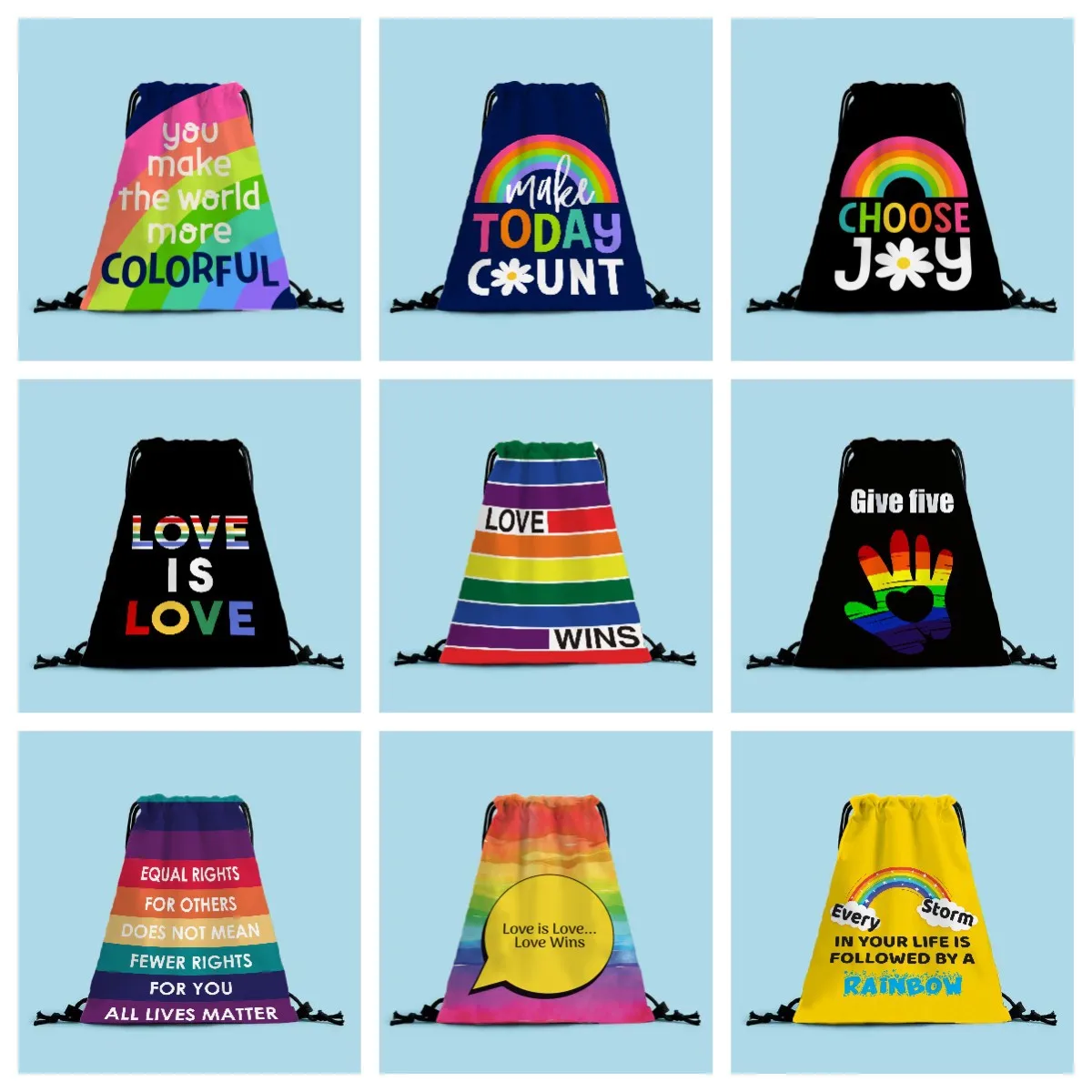 

Спортивный рюкзак на шнурке с радужным сердцем и надписью «Love is Love»