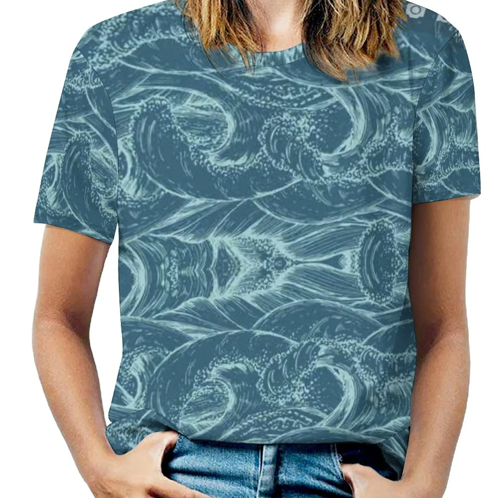 

Seamless Pattern with Hand Drawn Sea Waves.jpg T-shirt Fresh Tshirt Premium Travel Movement Humor Graphic USA Size