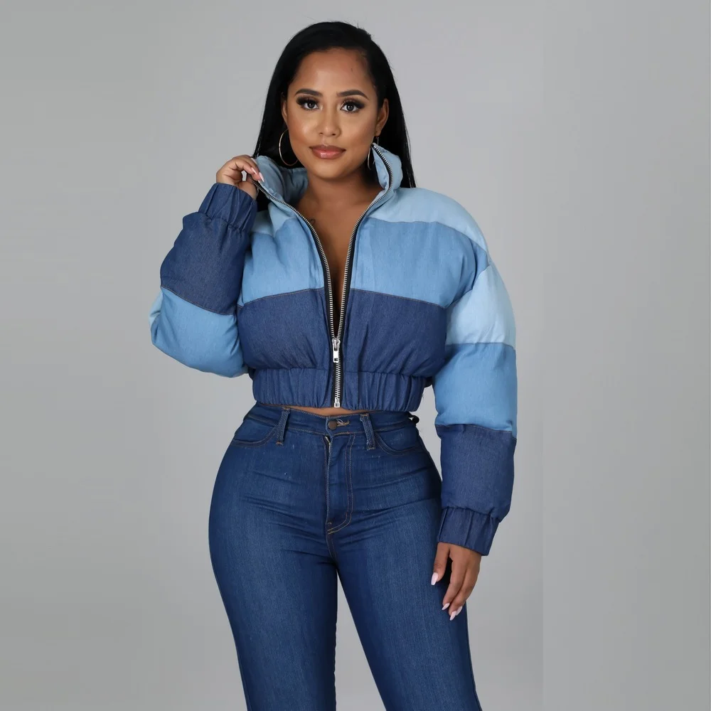 

Куртка-бомбер YIKUO в стиле пэчворк, Укороченное пальто с длинным рукавом, уличная одежда на молнии, Женская винтажная зимняя одежда, пикантны...