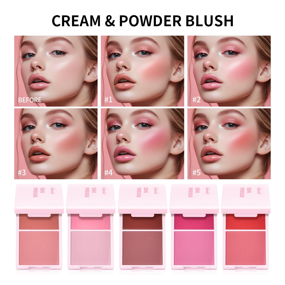 5 цветов матовые кремовые и пудровые румяна Dewy Rosy для макияжа стойкие с высоким
