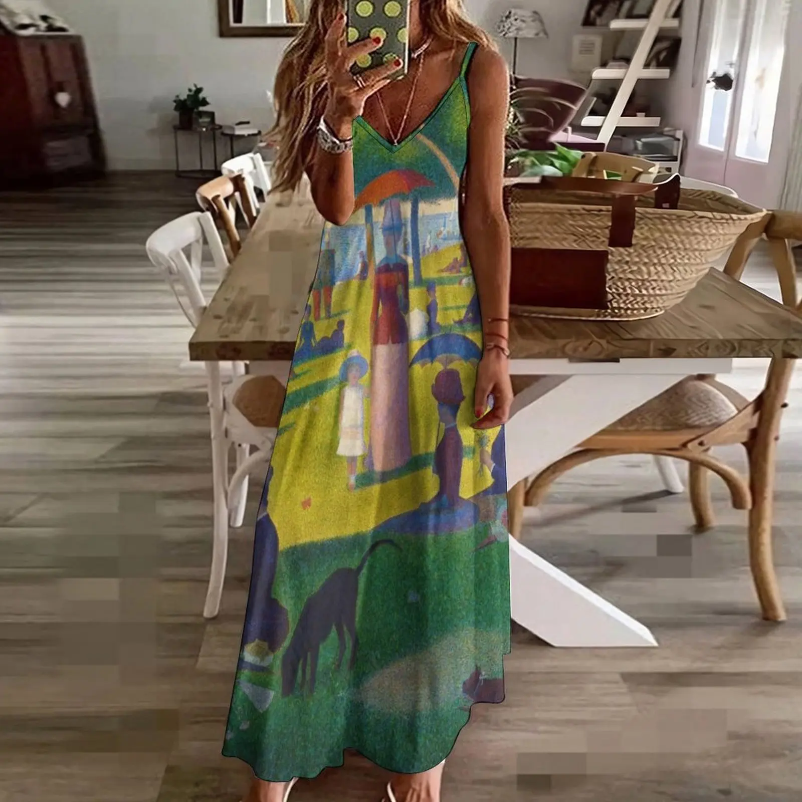 Georges Seurat A Sunday Послеобеденный остров La Grande Jatte Платье без рукавов женские модные