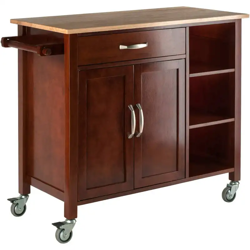 

Wood Mabel Utility Kitchen Cart, Natural & Walnut