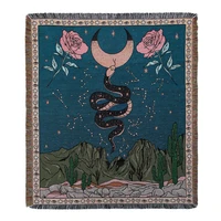 snake throw blanket cactus woven flowers blankets cover for bed sofa couch chair furniture moon decor tapestry wall hanging mat