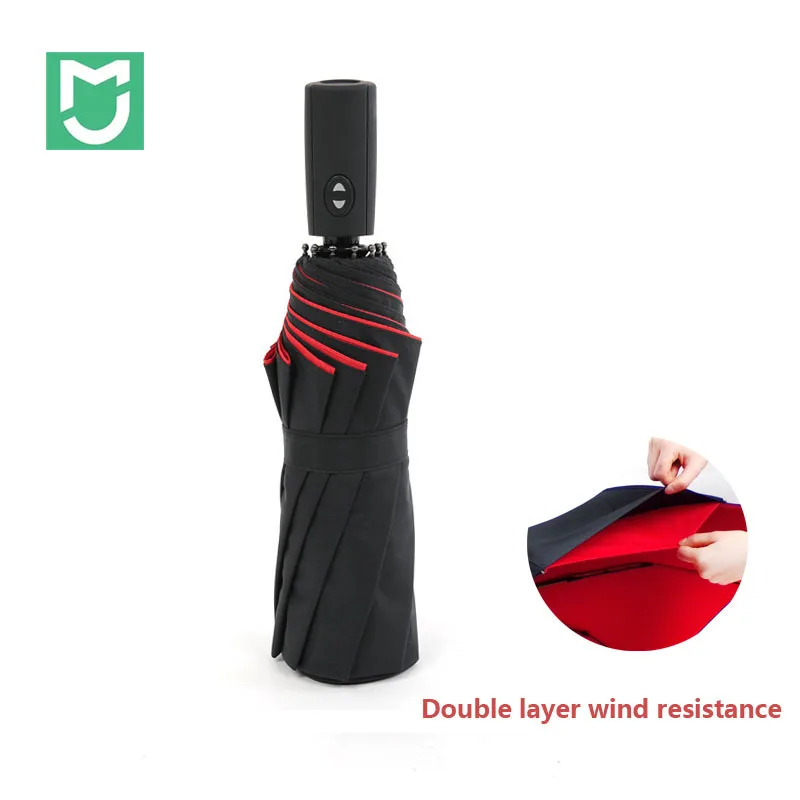 

Полностью автоматический двухслойный складной зонт MIJIA, с 10 прутьями, ветрозащитные Роскошные деловые зонтики для мужчин и женщин