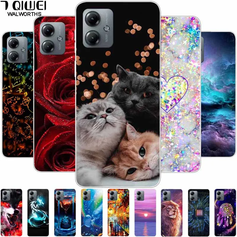 Чехол для Motorola Moto G14 с изображением животных |