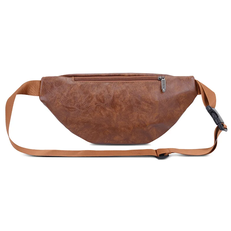 Leather Fanny Packs for Men and Women Fashion PU Workout Travel Waist Bag Adjustable Bel tSling Crossbody Zipper Chest Bag Purse