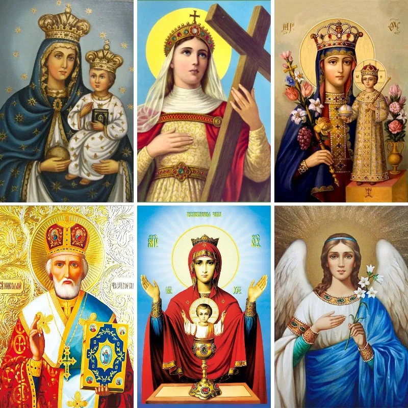 

5D DIY Diamond Painting Mosaic Orthodox Icons Cross Stitch Kit Full Square Diamond Embroidery Mother of God Home Decor Gift