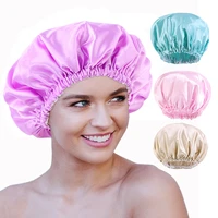 waterproof women shower cap satin beanie hair bonnet bath accessories shampoo multiple shower caps bathroom set dust proof