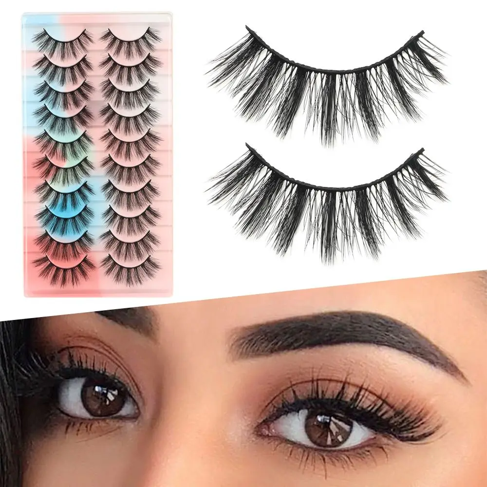 

Eye Makeup Tools Natural Long Crisscross Handmade Craft Extension 3D Faux Mink Eyelashes Wispy Fluffy False Eyelashes