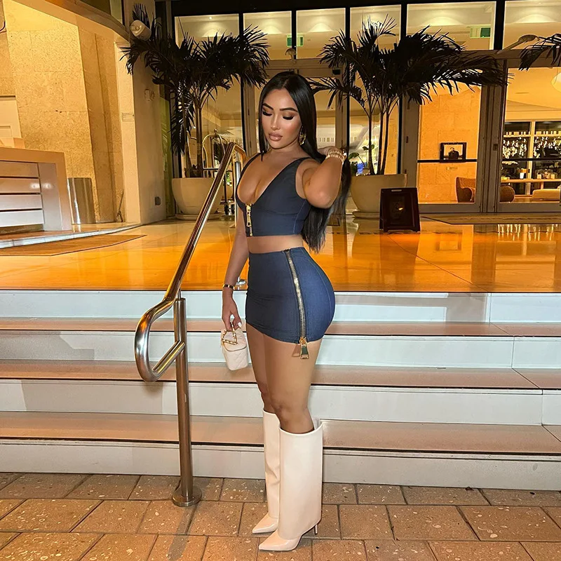 Leosoxs Cusual летний комплект из 2 предметов женские модные майки на молнии с v-образным