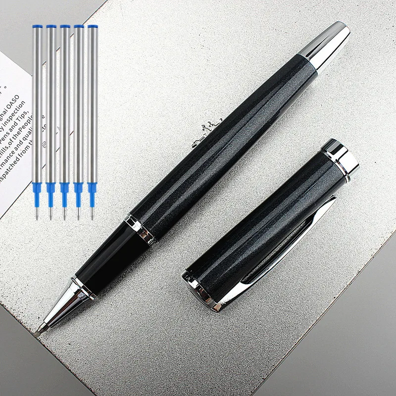 

Luxury Full Metal Ballpoint Pen Give 5 Refills 0.7mm Blue Ink Portable Notebook Roller Pens