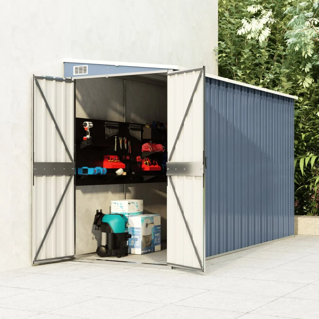 

Wall-mounted Smart Tool Shed Garden Wall Shed 118x288x178cm Plastic Handle Locking Function Double-opening Door Galvanized Steel