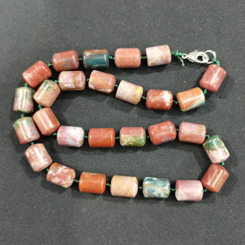 

Wholesale 1pc Natural india agate cylinder Beads 10x14mm Natural stone tube beads fashion necklace for jewelry