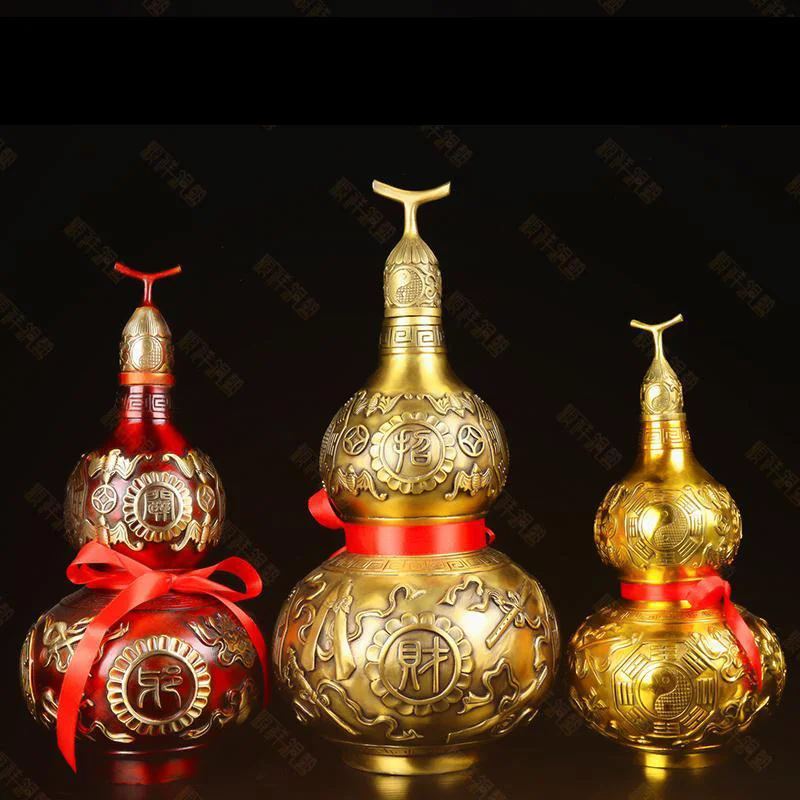 

Good Chinese Luck Ву Лу Hu Lu Gourd Cucurbit для богатства, мирная медная статуя, коллекционная фигурка, скульптура, амулет, Декор