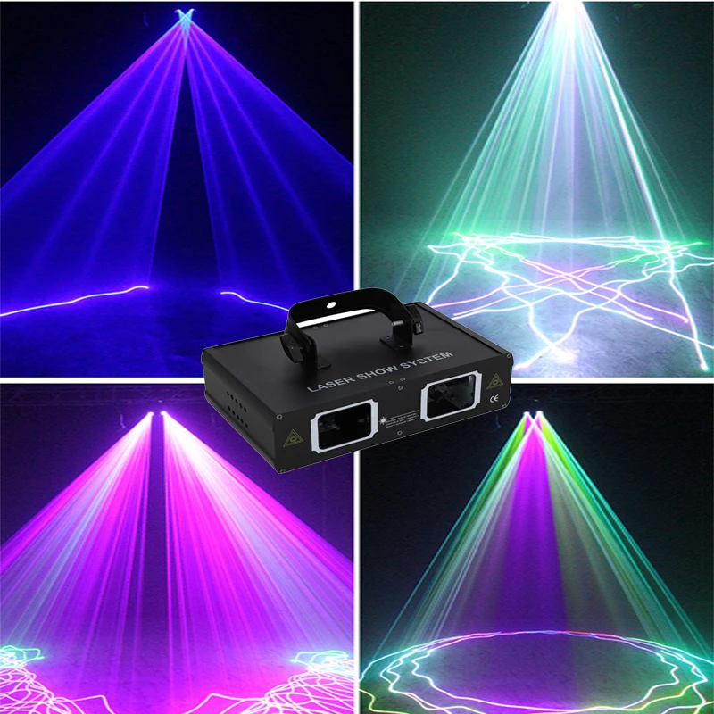 

800mw Double Hole Disco DJ Laser Beam Line Scanner Projector RGB DMX512 Stage Lighting Effect Dance Bar Xmas Party Wedding Light