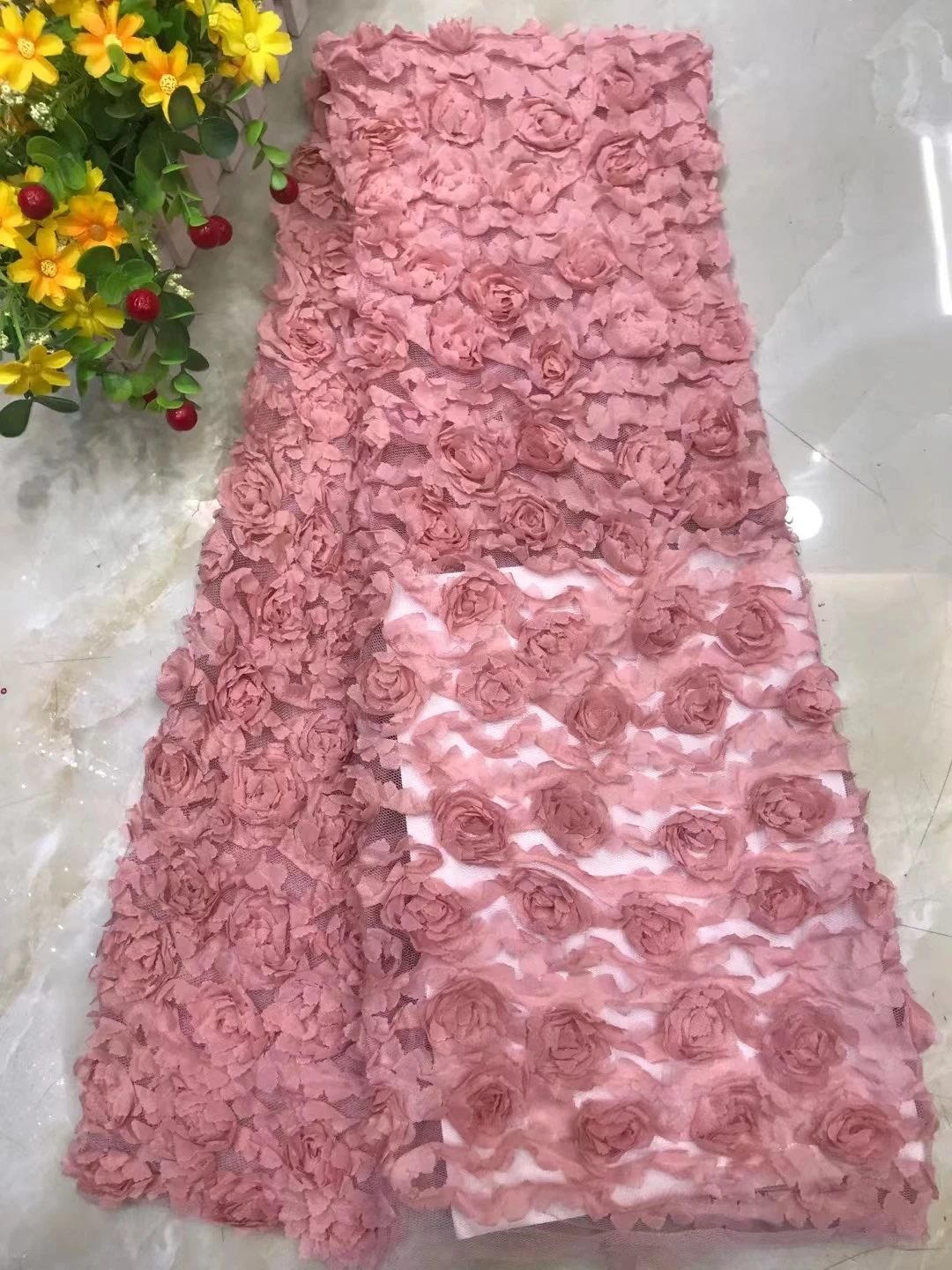 

DX62111 5Y Yard Rich Bazin Оригинальное 2022 вышитое Сетчатое кружево 3D Цветы Французская ткань вечернее платье