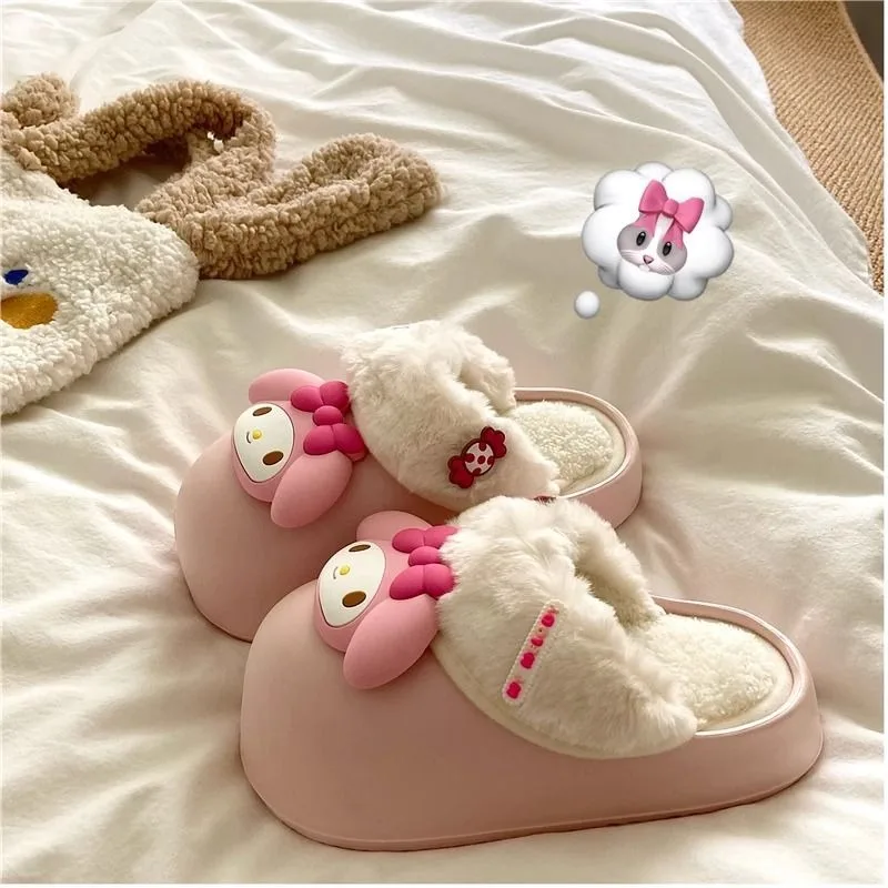 

Kawaii Sanrio Anime Hello Kitty My Melody Kuromi Plush Slippers Cute Cartoon Cinnamoroll Wrapped Slippers Fashion Lovely Girls