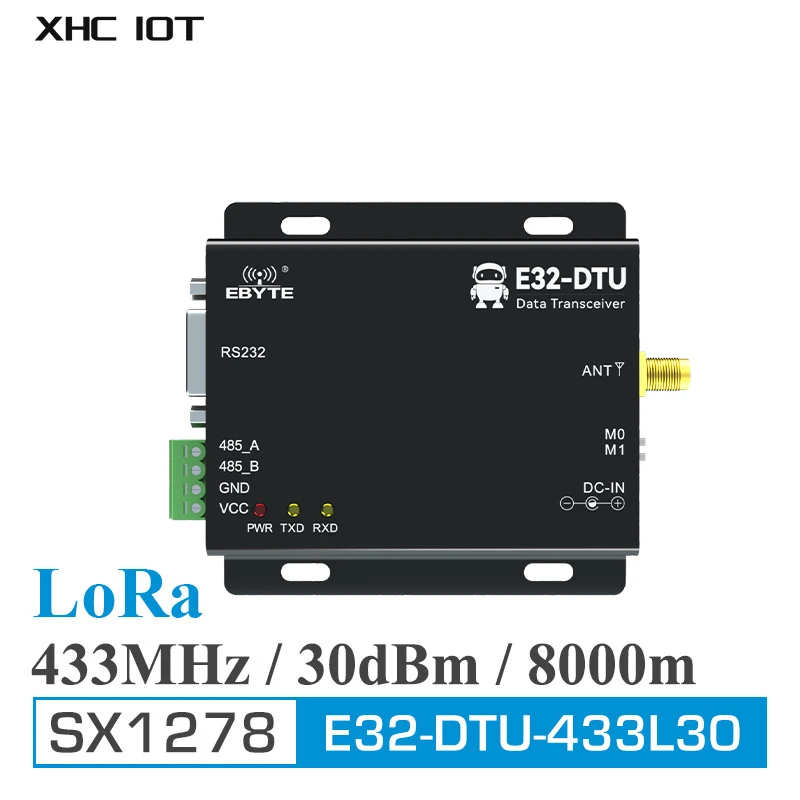 

SX1278 433MHz RS485 RS232 LoRa Wireless Data Transceiver Module XHCIOT E32-DTU(433L30)-V8 30dBm 8km Long Distance SMA-K Receiver