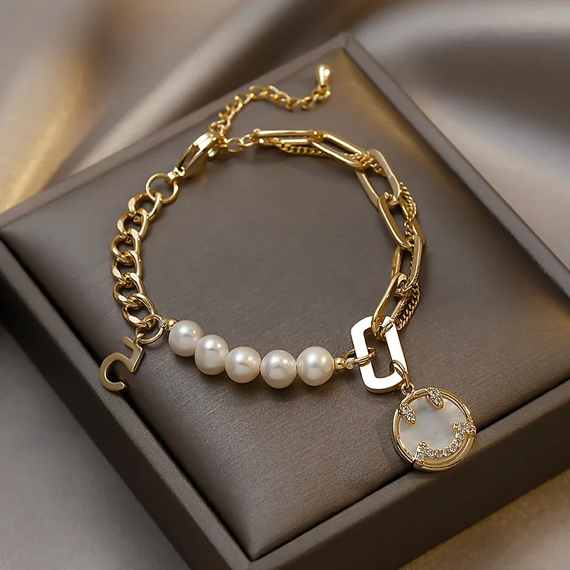 

Fashion Trend Freshwater Pearl Bracelet Is Not Oxidized Not Deformed Metal Wind Women's Jewelry Stainless Steel Bracelet