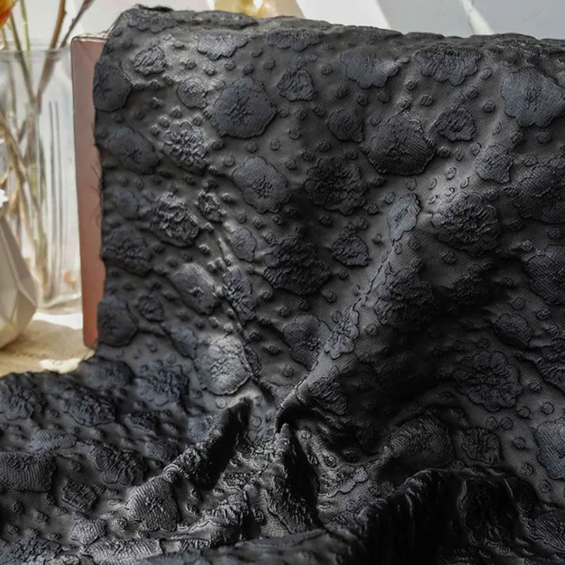 

High end 145cm width Black fashion Jacquard Brocade Fabric for Women Dress patchwork sewing accessories by meter