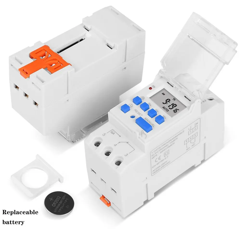 

2022 New Electronic Weekly 7 Days Programmable Digital Industrial Time Switch Relay Timer Control AC 220V 16A Din Rail Mount