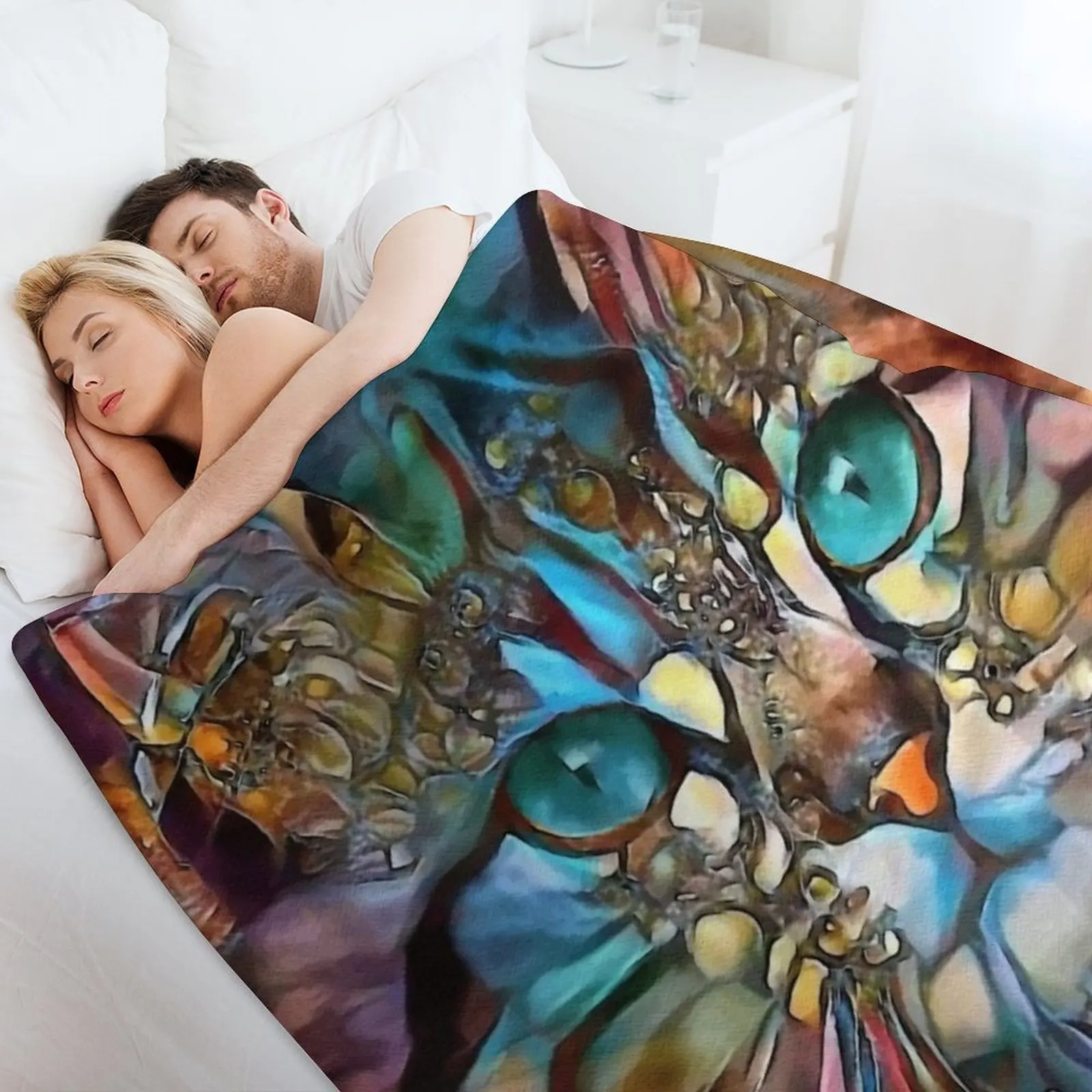 Андyna кот чат леа рош картины пледы красивые зимние мягкие одеяла для большого