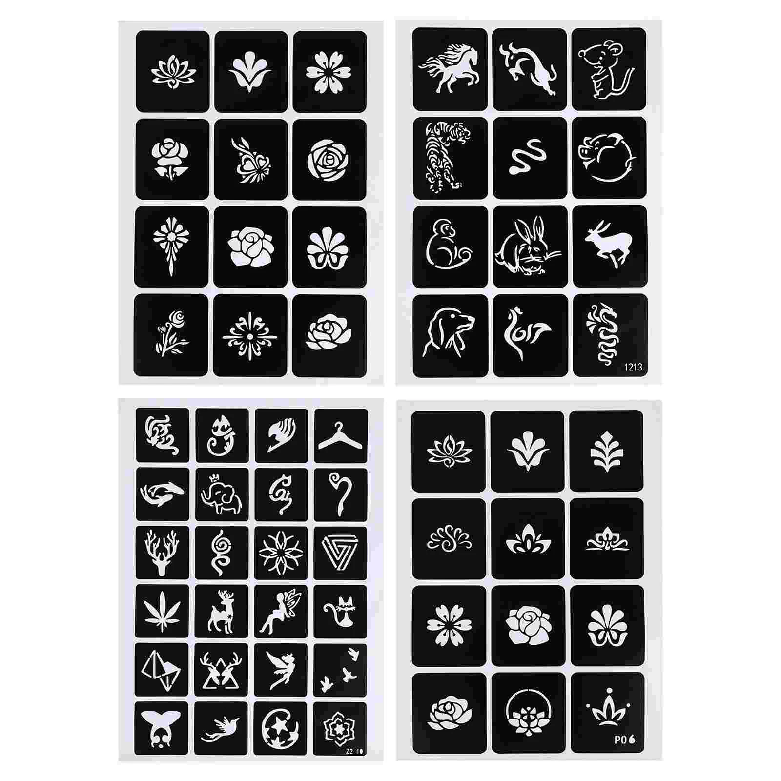 

4 Sheets Inkjet Printing Molds Semi-permanent Well Designed Tattooing Stencils for Tattooing