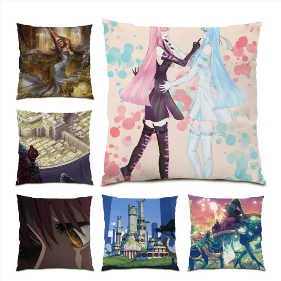 

Pillow Cover Cushion Cover 45x45 Anime Living Room Decoration Velvet Gift Japanese Home Decor Cartoon Kawaii Cute Poster E0712