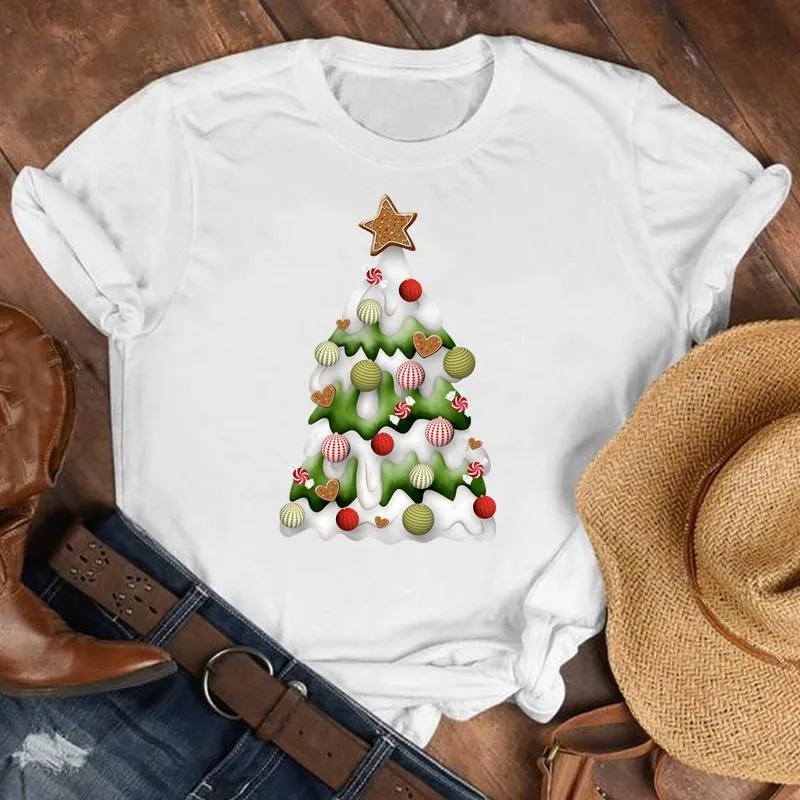 

Christmas Tree Print Tshirt 2022 New Year Merry Christmas Harajuku Female Short Sleeved Tops Tees Unisex Casual T-shirt Clothing
