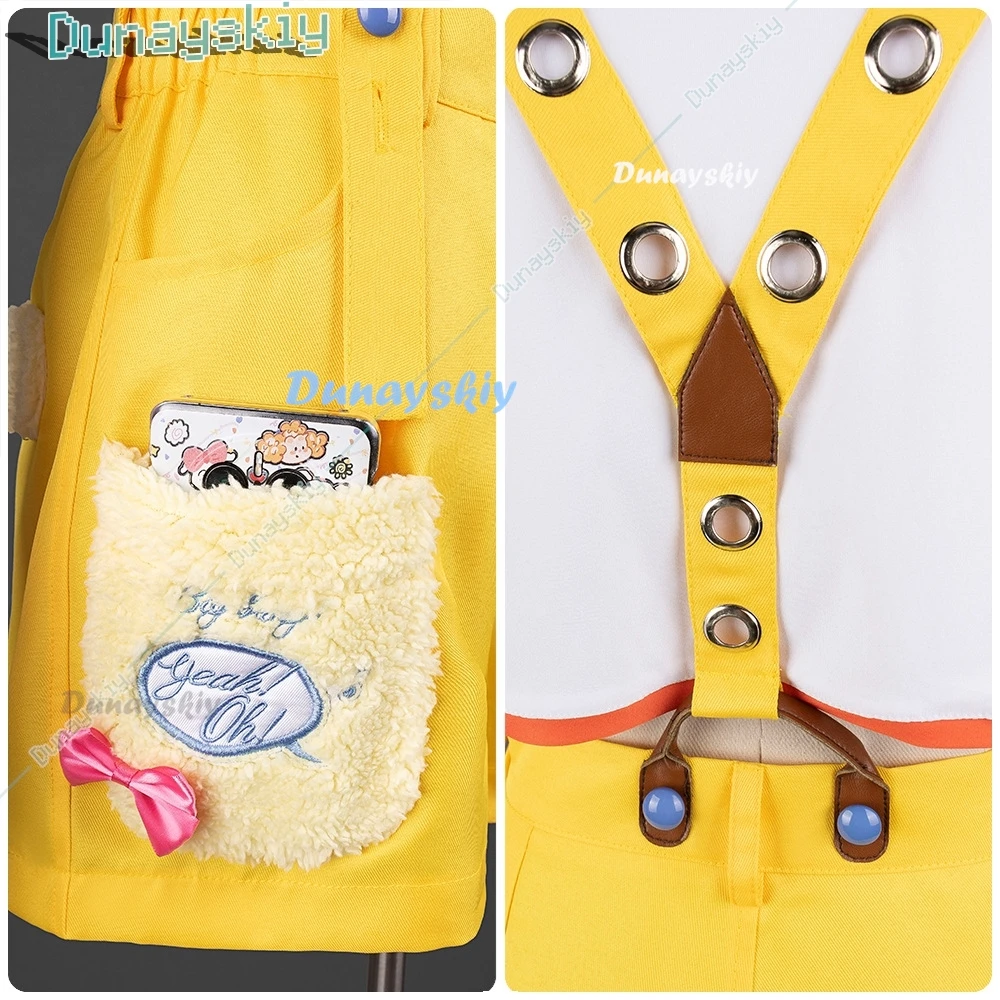 Игра Gakuen The Idolm@Ster Kotone Fujita костюм для косплея желтые комбинезоны футболка шляпа