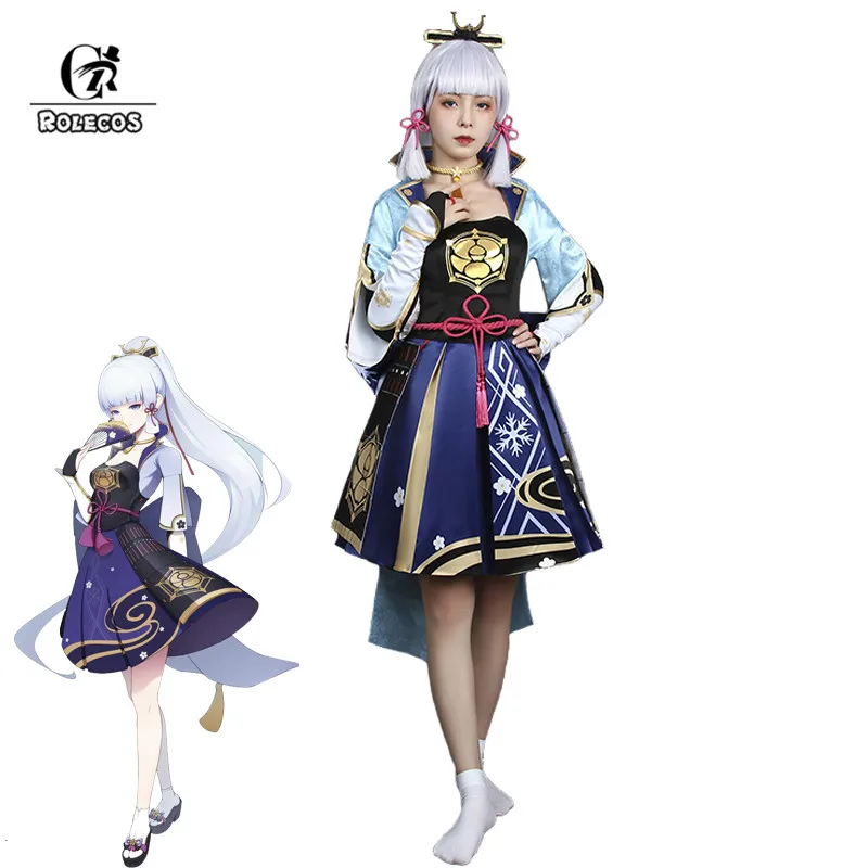 

ROLECOS Game Genshin Impact Kamisato Ayaka Cosplay Costume Kamisato Ayaka Cosplay Costume Women Dress Sleeve Full Set Halloween