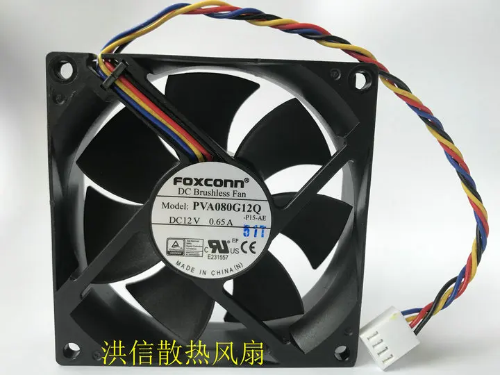 Бесплатная доставка оригинальный foxconn 8025 PVA080G12Q DC12V 0.65A4 pin PWM большой объем воздуха вентилятор процессора