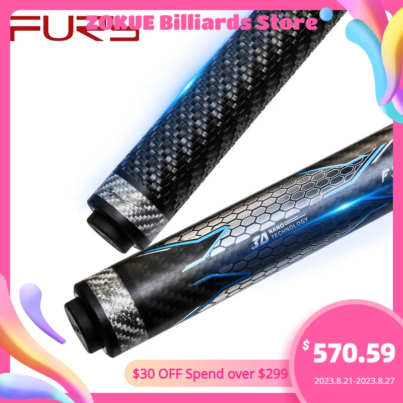

Offical Fury Billiard Cue Pool Cue FS-CFX-N/P Professional Carbon Fiber Tecnologia 12.8mm Tip Play Cue Billard Pool Stick Kit