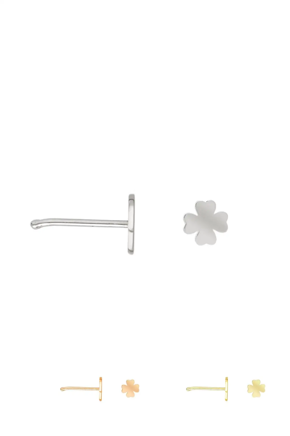 

Серебряное кольцо в форме клевера с 4 листьями для ускорения пирсинга носа